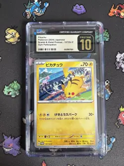 CGC Pristine 10 Pikachu 197/SV-P Gym Event Campaign Japanese Pokemon 2024 Mew - Image 1
