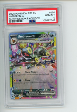 2025 Pokemon Prismatic Evolutions Umbreon EX 060/131 Surprise Box Stamp PSA 10 - Image 1