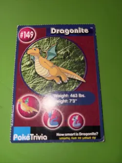 Dragonite #149 Pokemon Burger King Promo PokeTrivia VINTAGE - Image 1