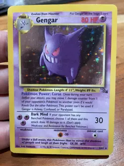 Pokemon Gengar Fossil 5/62 Holo Rare Unlimited WOTC 80HP Stage 2 English - Image 1
