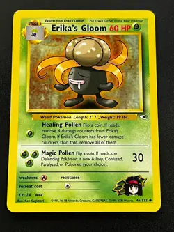 Erika's Gloom 45/132 - Gym Heroes Vintage WOTC Pokemon TCG Card LP - Image 1