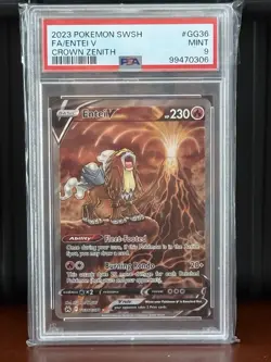 2023 Pokemon SWSH Crown Zenith Entei V #GG36 Mint Card PSA 9 - Image 1