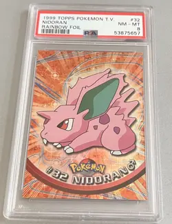 1999 Topps Pokemon TV Nidoran Rainbow Foil #32 PSA 8 - Image 1