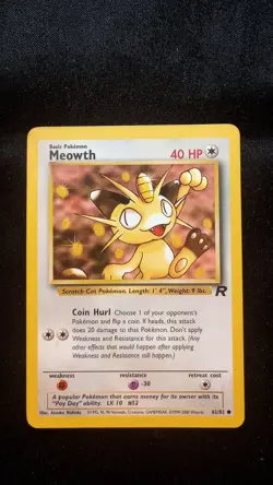 Pokemon TCG Meowth #62 Team Rocket Common - Near Mint - Image 1