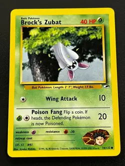 Brock's Zubat 74/132 - Gym Heroes Common Vintage WOTC Pokemon TCG Card LP - Image 1