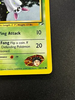Brock's Zubat 74/132 - Gym Heroes Common Vintage WOTC Pokemon TCG Card LP - Image 3