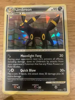 Pokemon Umbreon 10/90 Cracked Ice Holo HGSS Undaunted Rare LP – Vintage Holo - Image 1