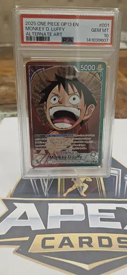 2025 ONE PIECE OP13-CARRYING ON HIS WILL ALTERNATE ART MONKEY D. LUFFY PSA 10 - Image 1