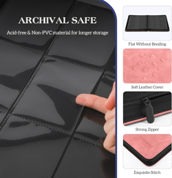 "Ultra-Unique 9-Pocket Side-Loading Trading Card Binder - Zippered Album Holds u - Image 3