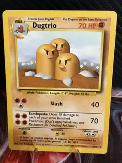 Dugtrio 19/102 Base Set Rare 1999 WOTC Vintage Pokemon Card LP - Image 1
