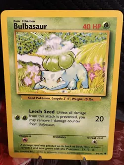 Bulbasaur 44/102 Base Set Unlimited LP Pokemon Card WOTC Vintage - Image 1