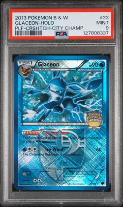 GLACEON HOLO 23/116 CROSSHATCH-2013 CITY CHAMPIONSHIPS POKEMON PSA 9 - Image 1