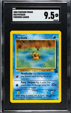Psyduck 20 SGC 9.5 MINT + Black Star Promo League Pokemon Vintage 2000 WOTC - Image 1