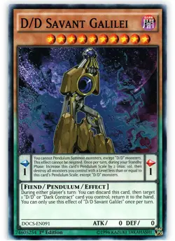 Yugioh! LP D/D Savant Galilei - DOCS-EN091 - Common - 1st Edition Lightly Played - Image 1