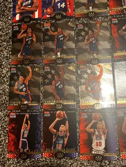 1996 Upper Deck Team USA Olympic Basketball Card Lot (24 Cards) Gold Die Cut - Image 3