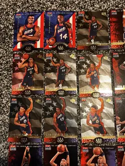 1996 Upper Deck Team USA Olympic Basketball Card Lot (24 Cards) Gold Die Cut - Image 4
