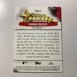2025 Topps Series 2 - Kumar Rocker - Rangers - Stars of MLB - RC - #SMLB-54 - Image 2