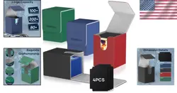 Waterproof Leather 4 Pack Card Box with Dividers - Perfect for TCG & MTG Cards - Image 2