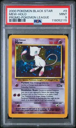 2000 POKEMON PROMO BLACK STAR POKEMON LEAGUE #9 MEW-HOLO PSA 9 - Image 1