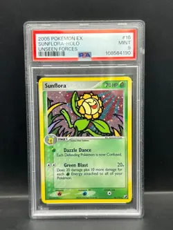 Pokemon PSA 9 MINT Sunflora 16/115 EX Unseen Forces Holofoil 2005 S#4190 - Image 1