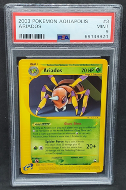 Pokemon PSA 9 MINT Ariados 3/147 Aquapolis Non-Holo Rare 2003 E-Reader S#9924 - Image 1