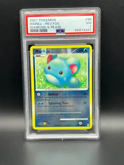 Pokemon PSA 7 NM Marill 88/130 Diamond & Pearl Reverse Holofoil 2007 S#4341 - Image 1