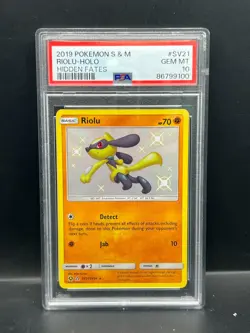 Pokemon PSA 10 GEM MT Riolu SV21/SV94 Hidden Fates Holofoil 2019 S#9100 - Image 1