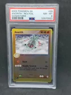 Pokemon PSA 8 NM-MT Anorith 28/100 EX Sandstorm Reverse Holofoil 2003 S#0923 - Image 1