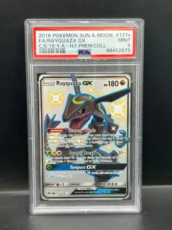 Pokemon PSA 9 MINT Rayquaza GX 177a/168 Premium Collection Promo Holo S#2679 - Image 1