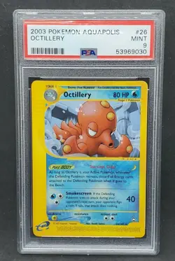 Pokemon PSA 9 MINT Octillery 26/147 Aquapolis Non-Holo Rare 2003 E-Reader S#9030 - Image 1