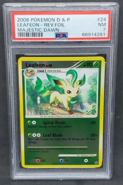 Pokemon PSA 7 NM Leafeon 24/100 Majestic Dawn Reverse Holofoil 2008 S#4281 - Image 1
