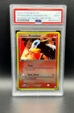 Pokemon PSA 9 MINT Team Magma's Houndour 35/95 EX TM Magma vs TM Aqua Rev #2422 - Image 1