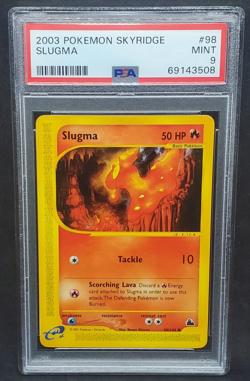Pokemon PSA 9 MINT Slugma 98/144 Skyridge Non-Holo E-Reader Common 2003 s#3508 - Image 1