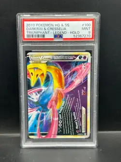 Pokemon PSA 9 MINT Darkrai & Cresselia Legend 100/102 Triumphant Holo 2010 #7270 - Image 1