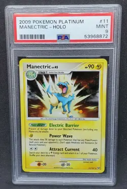 Pokemon PSA 9 MINT Manectric 11/127 Platinum Holofoil Rare 2009 S#8872 - Image 1
