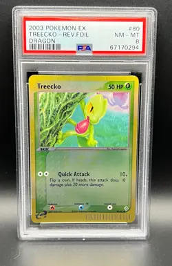 Pokemon PSA 8 NM-MT Treecko 80/97 EX Dragon Reverse Holofoil 2003 E-Reader #0294 - Image 1