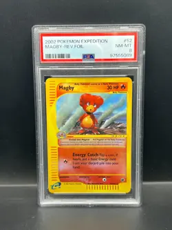 Pokemon PSA 8 NM-MT Magby 52/165 Expedition Reverse Holo 2002 E-Reader S#5089 - Image 1