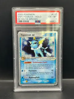 Pokemon PSA 6 EX-MT Vaporeon ex 110/113 Delta Species Holofoil 2005 S#6620 - Image 1
