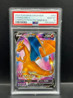 Pokemon PSA 10 GEM MT Charizard V SWSH050 Champion's Path ETB Promo Holo S#6801 - Image 1