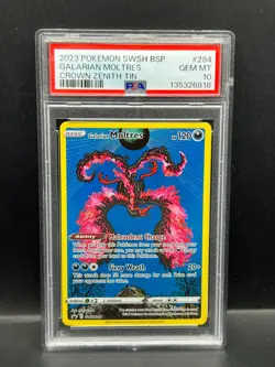 Pokemon PSA 10 GEM MT Galarian Moltres SWSH284 Crown Zenith Tin Promo Holo #6818 - Image 1