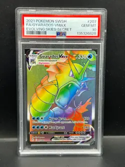 Pokemon PSA 10 GEM MT Gyarados VMAX 207/203 Evolving Skies Secret FA Holo S#6828 - Image 1