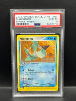 Pokemon PSA 10 GEM MT Marshtomp 011 E-League 2003 WINNER Promo S#6796 - Image 1