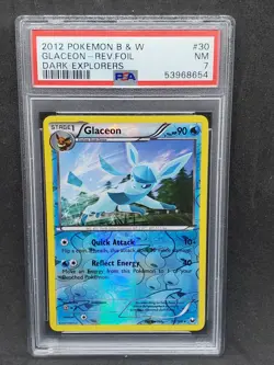 Pokemon PSA 7 NM Glaceon 30/108 Dark Explorers Reverse Holofoil 2012 S#8654 - Image 1
