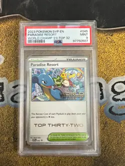 Pokemon PSA 9 MINT Paradise Resort SVP 045 Worlds TOP THIRTY-TWO 2023 Promo 0507 - Image 1
