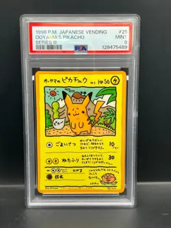 Pokemon PSA 9 MINT JAPANESE Ooyama's Pikachu No 025 Vending Series 3 1998 S#5489 - Image 1
