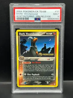 Pokemon PSA 9 MINT Dark Houndoom 37/109 Team Rocket Returns Prerelease S#6466 - Image 1