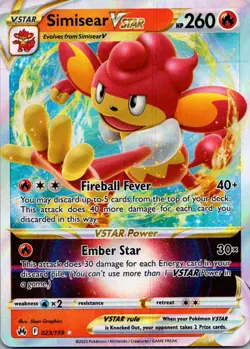 Simisear VSTAR 023/159 Holo Rare VSTAR Crown Zenith Pokemon Near Mint - Image 1