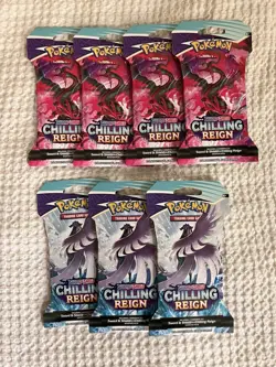 Pokemon TCG Chilling Reign Sleeved Booster Pack Lot Of 7 - Image 1