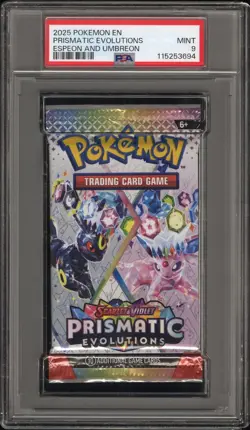 2025 POKEMON INT'L SCARLET & VIOLET PRISMATIC EVOLUTIONS PACK FOIL PSA 9 - Image 1