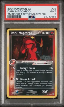 2004 Pokemon EX Dark Magcargo Team Rocket Returns Reverse Foil #39 PSA 9 MINT - Image 1